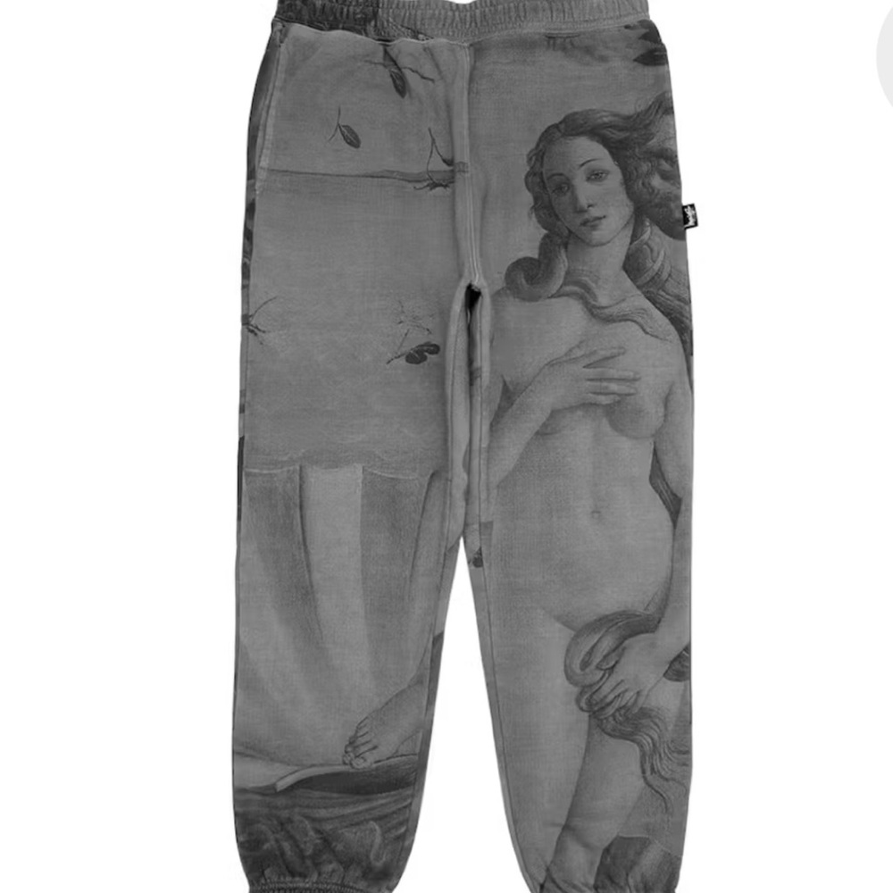 Stüssy Dyed Venus Sweatpant Joggers with Greek Woman Statue Black, Dark Grey
